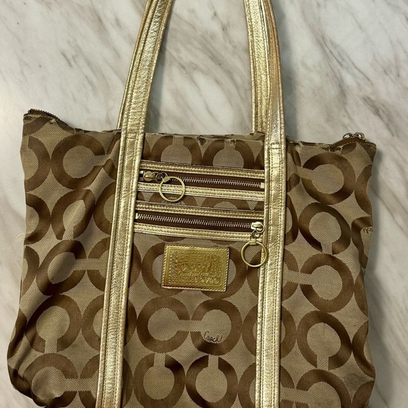 Coach Poppy Op Art Tote / Shoulder bag #13826 - Picture 4 of 9
